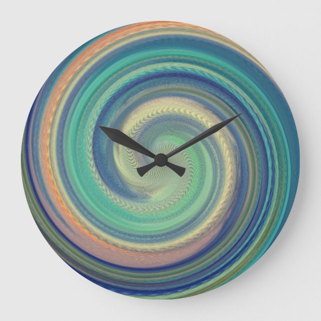 Reloj Redondo Grande Modern Swirl Abstract Art #32 (Anverso)