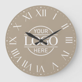 Reloj Redondo Grande Modern Taupe Branded Company Business Logo Custom