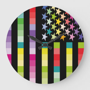 RELOJ REDONDO GRANDE MODERN VERSION MULTICOLOR USA/EEUU FLAG MASANSER