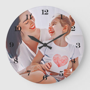 Reloj Redondo Grande Modern vibrant color mother photo art