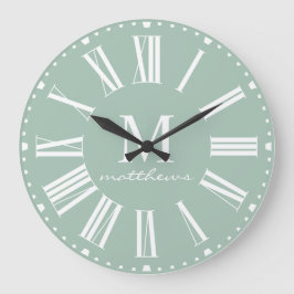 Reloj Redondo Grande Moderna casa de campo verde nombre familia grande 