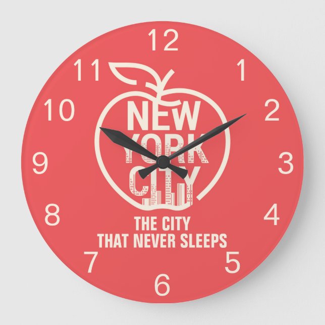 Reloj Redondo Grande Moderna ciudad roja de NUEVA YORK Gran Apple (Anverso)