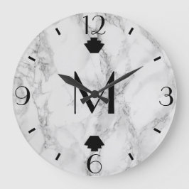 Reloj Redondo Grande Moderna Mármol Gris Art Deco Finales