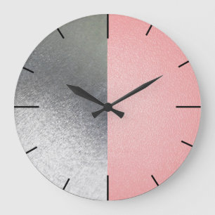 Reloj Redondo Grande Moderna rosa y gris