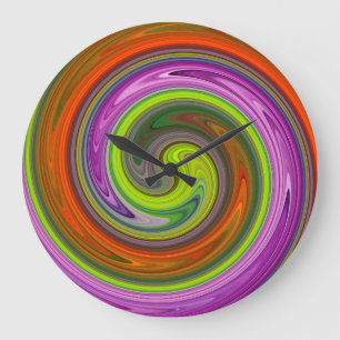 Reloj Redondo Grande Moderna Swirl Resumen Del Arte #36