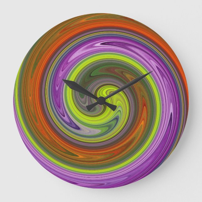 Reloj Redondo Grande Moderna Swirl Resumen Del Arte #36 (Anverso)
