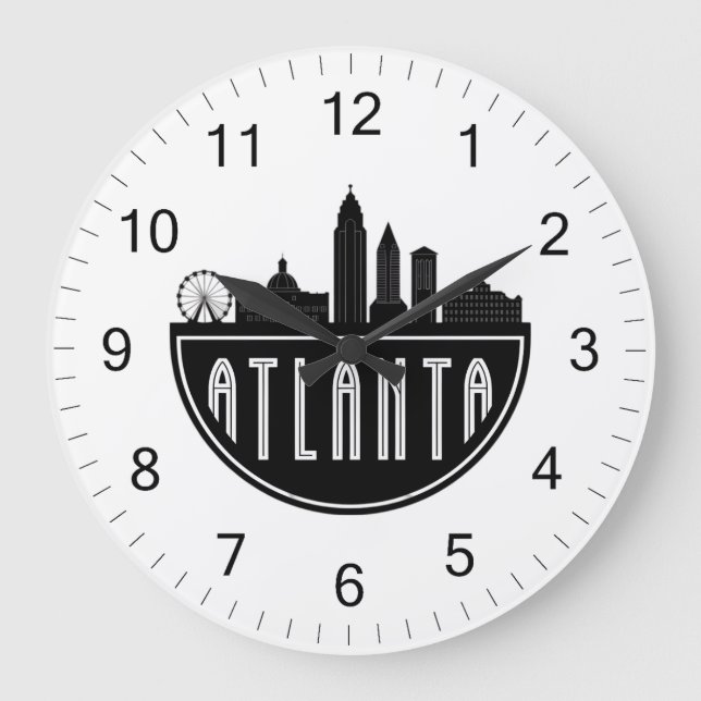 Reloj Redondo Grande Moderno Atlanta Georgia Estilizado Skyline (Anverso)
