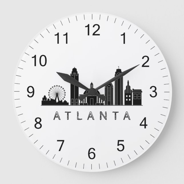 Reloj Redondo Grande Moderno Atlanta Georgia Estilizado Skyline (Anverso)