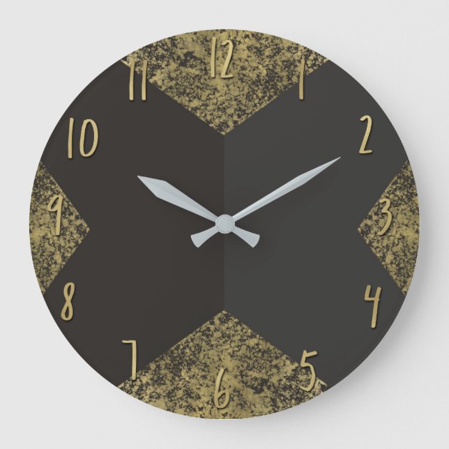 Reloj Redondo Grande Moderno Chic Dorado y Gris (Anverso)
