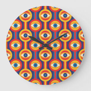 Reloj Redondo Grande Moderno de mediados de siglo: geométrico abstracto