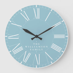 Reloj Redondo Grande Moderno Elegante Chic Estiloso Azul Cerúleo Famili