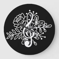 Moderno Floral Treble Clef Black Music Avers