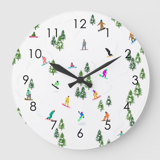 Reloj Redondo Grande Moderno freeride Snowboard Snowboard Art (Anverso)