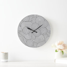 Reloj Redondo Grande Moderno Geométrico de Mediana Edad Arco Negro Blan