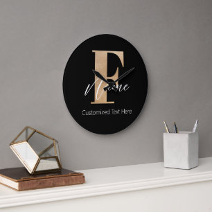 Reloj Redondo Grande Moderno Monogramado Inicial F & Name Personalizado