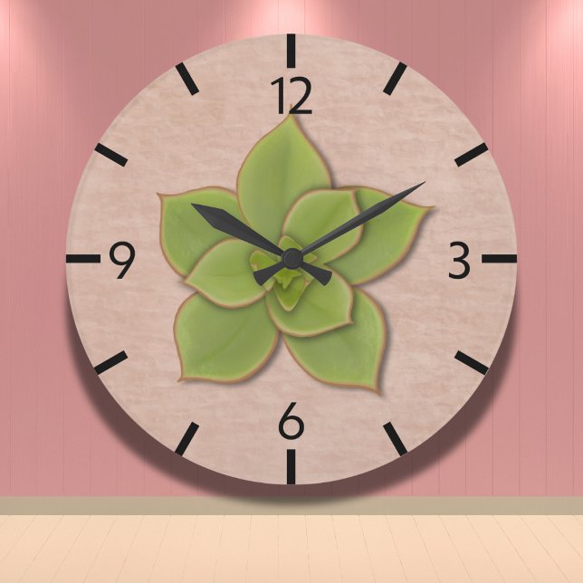 Reloj Redondo Grande Moderno Verde Suculento Botánico De Mano (Subido por el creador)