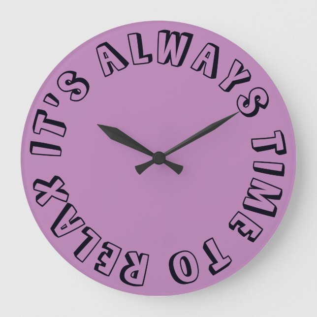 Reloj Redondo Grande Moderno y divertido tiempo rosa para relajarse (Anverso)