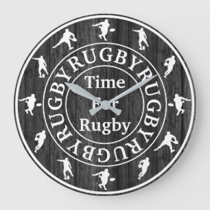 Reloj Redondo Grande Moderno Y Elegante Gris Y Blanco Para El Rugby