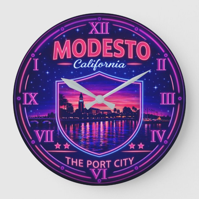 Reloj Redondo Grande Modesto California Riverfront (Anverso)
