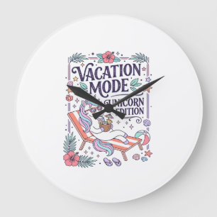 Reloj Redondo Grande Modo de Vacaciones de Unicornio Edición Unicornio