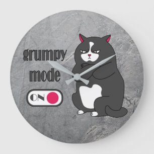 Reloj Redondo Grande Modo gruñón en gato gordo gracioso