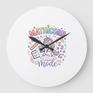 Reloj Redondo Grande Modo Unicornio Mathicorn Tipografía Adorable Diseñ