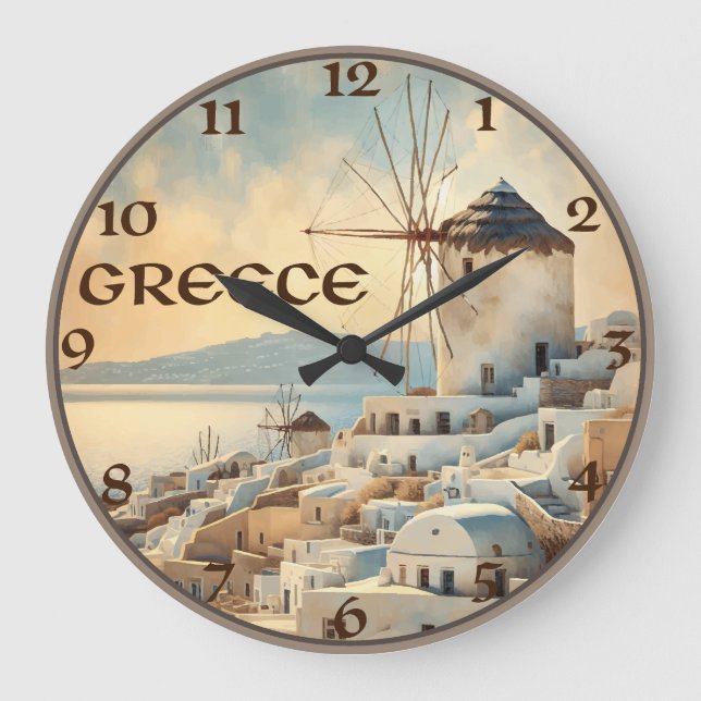 Reloj Redondo Grande Molinos de viento de Mykonos (Anverso)