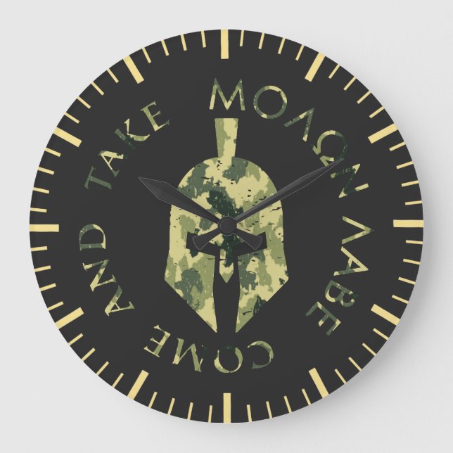 Reloj Redondo Grande Molon Labe Spartan Helmet Campamento Militar (Anverso)