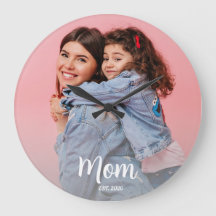 Mom Established Black White Script Photo 