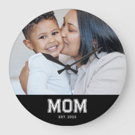 Reloj Redondo Grande Mom Established Modern White Bold Photo Round