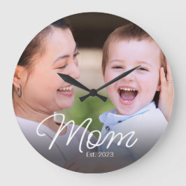 Reloj Redondo Grande Mom Established Modern White Script Photo