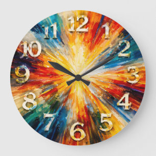 Reloj Redondo Grande Momento Radiante — Abstracto Expresivo