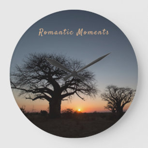 Reloj Redondo Grande Momentos románticos Sunset Sacred Baobabs foto tex