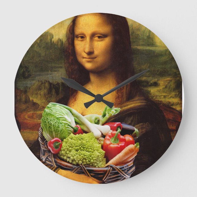 Reloj Redondo Grande Mona Lisa ama a las verduras (Anverso)