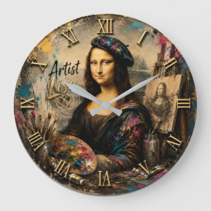 Reloj Redondo Grande Mona Lisa Artist Funny Painter Studio