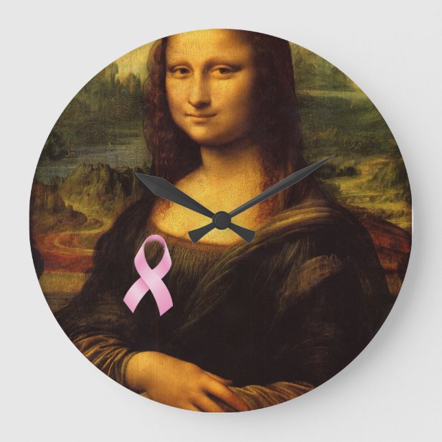 Reloj Redondo Grande Mona Lisa Con Cinta Rosa (Anverso)