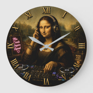 Reloj Redondo Grande Mona Lisa DJ Luxury Music Mixing 