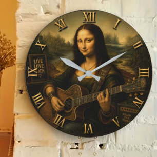 Reloj Redondo Grande Mona Lisa Guitarist  Funny Acoustic Guitar