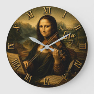 Reloj Redondo Grande Mona Lisa Musician Funny Violin Player