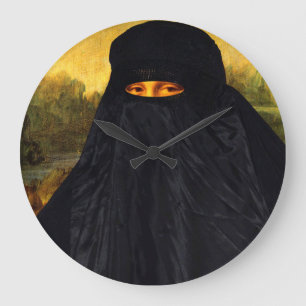 Reloj Redondo Grande Mona Lisa oculta detrás de Burqa