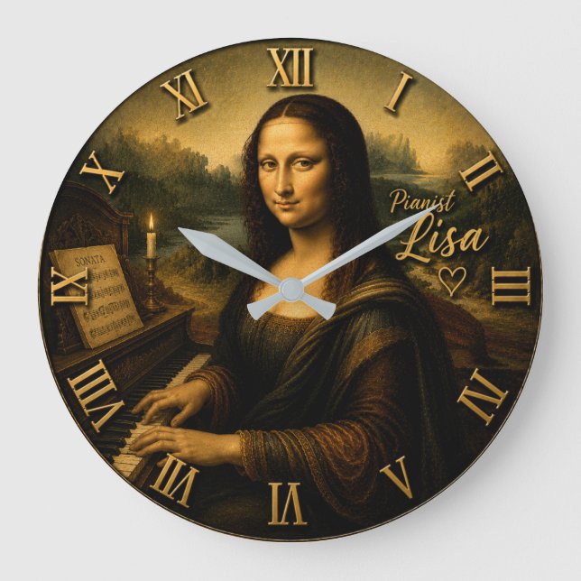 Reloj Redondo Grande Mona Lisa Pianist (Anverso)