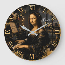 Reloj Redondo Grande Mona Lisa Pianist Elegant Grand Piano