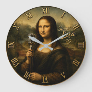 Reloj Redondo Grande Mona Lisa Singer Funny Vintage Microphone