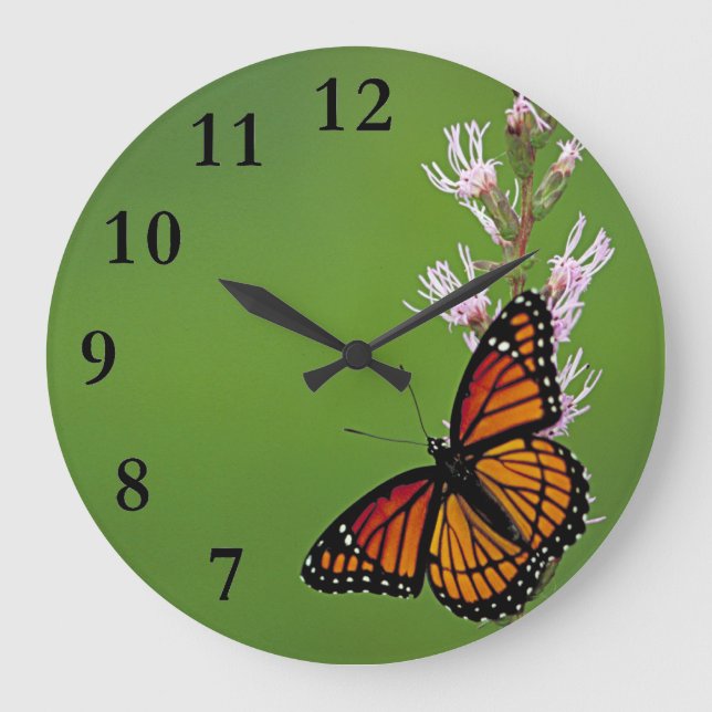 Reloj Redondo Grande Monarch Butterfly With Numbers (Anverso)