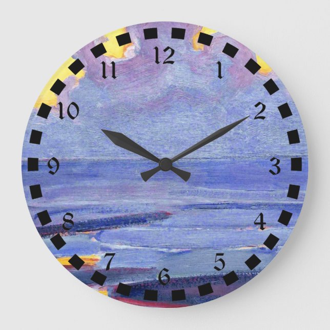 Reloj Redondo Grande Mondrian - A orillas del mar, obra de arte popular (Anverso)