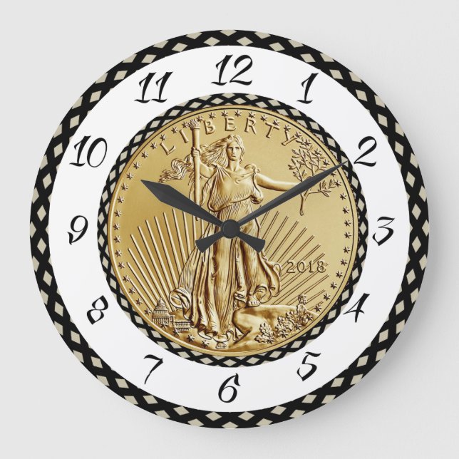 RELOJ REDONDO GRANDE MONEDA DE LA LIBERTAD DEL ORO (Anverso)