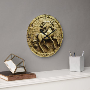 Reloj Redondo Grande Moneda de oro redondeada de unicornio