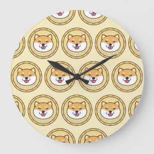 Reloj Redondo Grande Moneda de perro: fondo de moneda de cripto