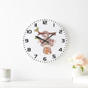 Reloj Redondo Grande Mono colgante adorable con fútbol