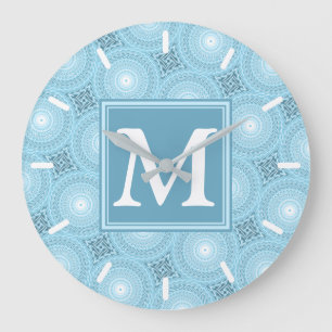 Reloj Redondo Grande Monogram angel blue circles pattern